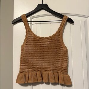 American Eagle Outfitters Tan Knitted Crop Top